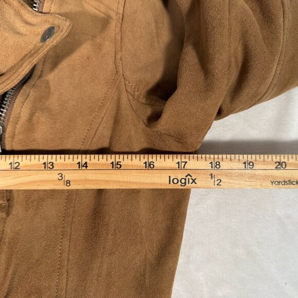 Abercrombie Fitch Biker Jacket Women Size S Brown Full Zip Faux Suede Moto GUC - Picture 4 of 16